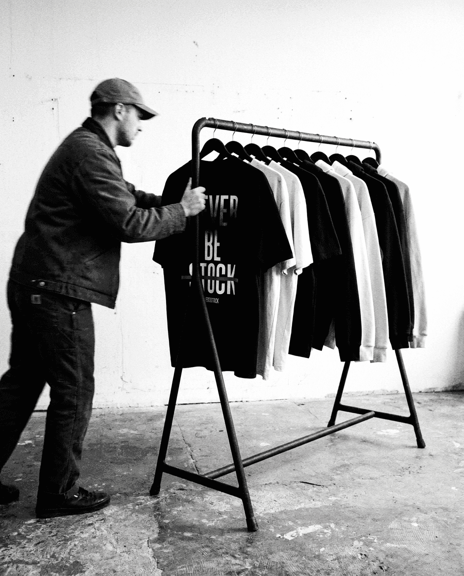 NeferStock garment rack on the shop floor