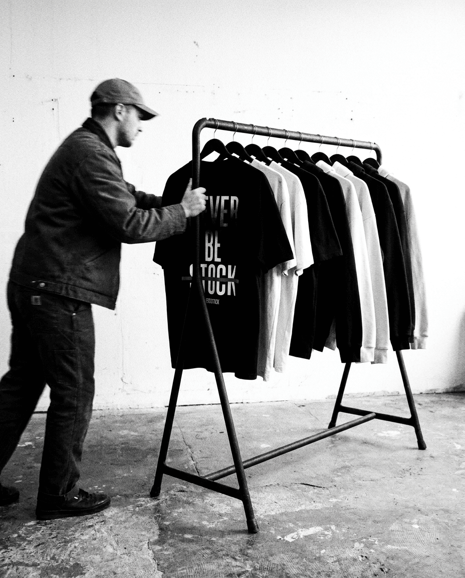 NeferStock garment rack on the shop floor
